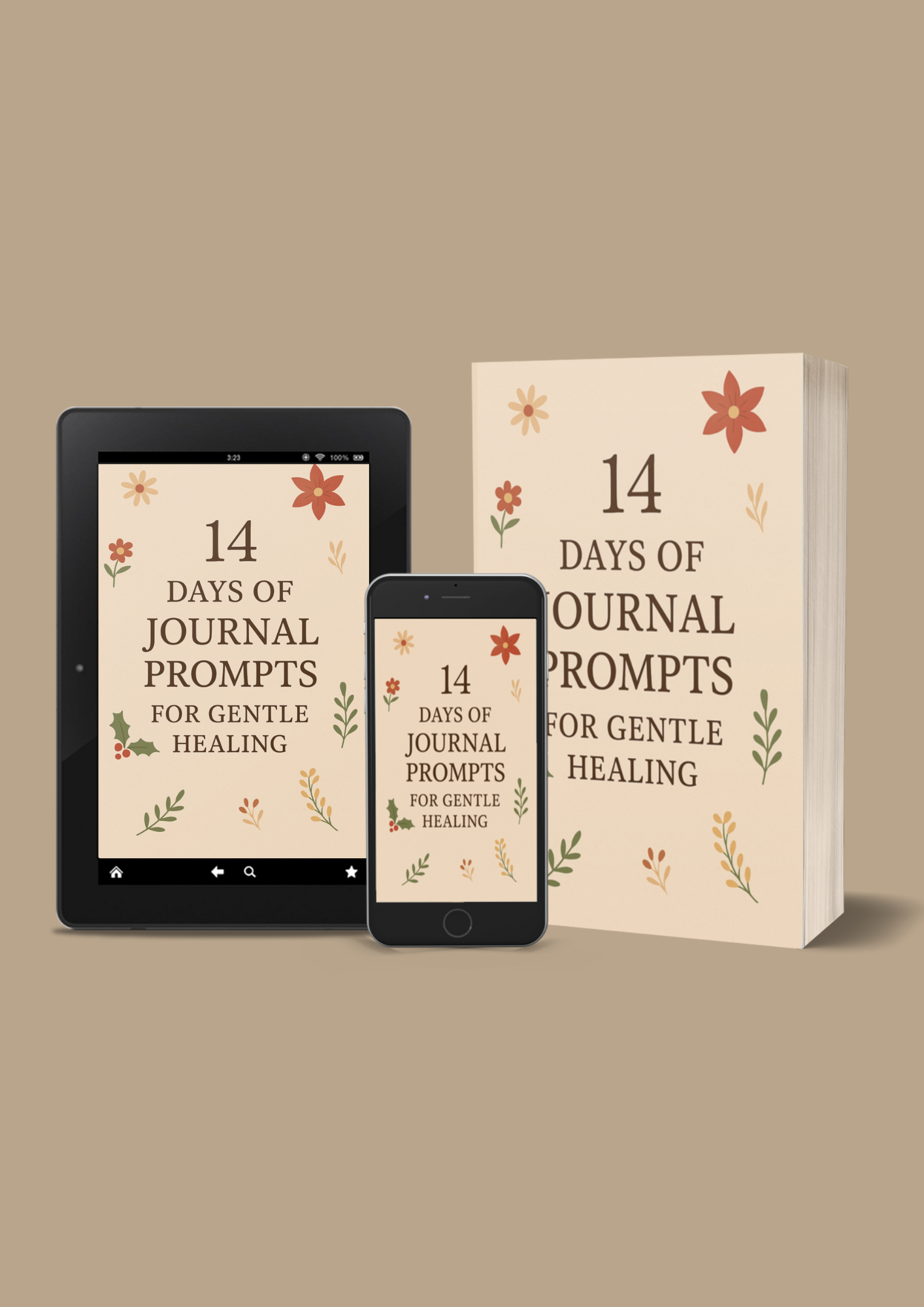Healing Glow Journal – 14 Days of Gentle Healing + Daily Soft Self-Care Bonus