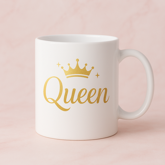 Queen Mug – Gold Crown Coffee Cup for Confident Women