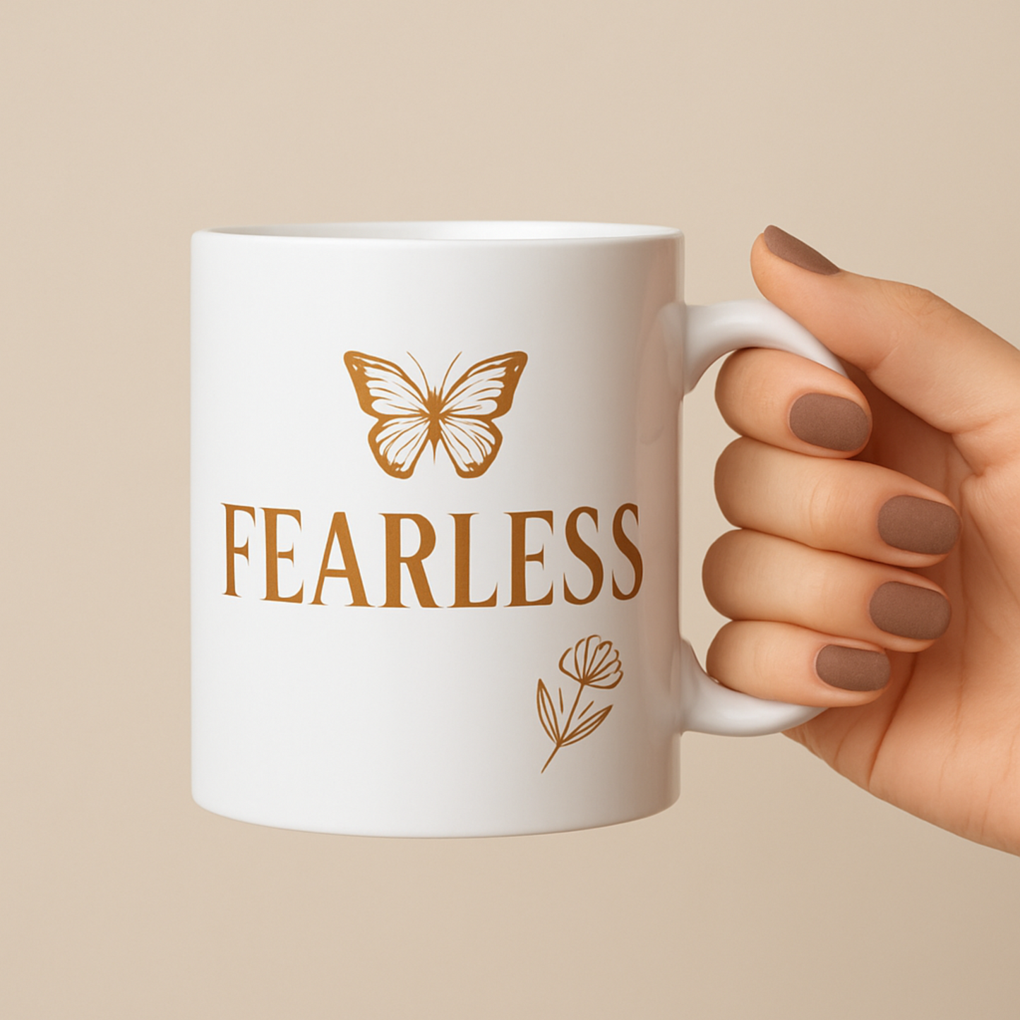 Fearless Mug – Bold Butterfly Coffee Cup for Empowered Women